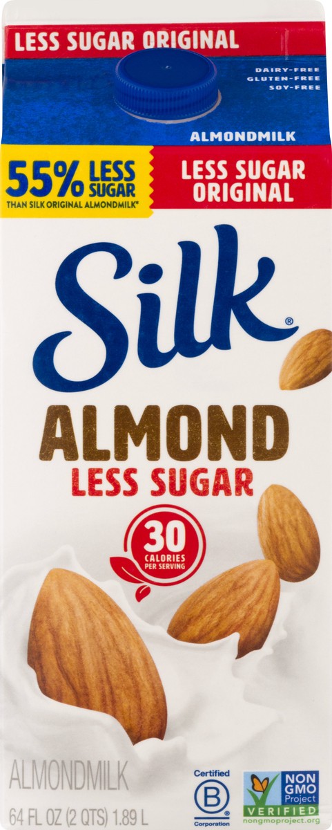 slide 9 of 10, Silk Less Sugar Original Almond Milk, 64 fl oz
