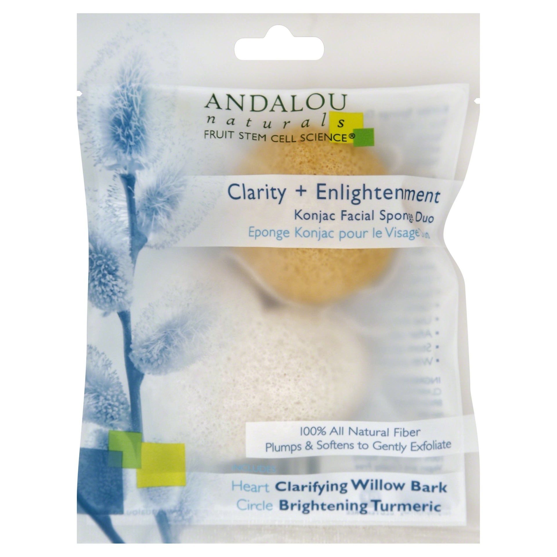 slide 1 of 1, Andalou Naturals Naturals Clarity + Enlightenment Konjac Facial Sponge Duo, 0.33 oz