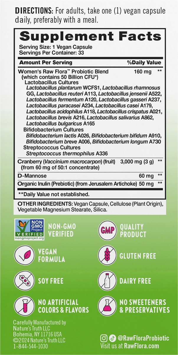 slide 9 of 11, Nature's Truth Raw Flora 50 Billion Women’s Probiotic, 33 ct