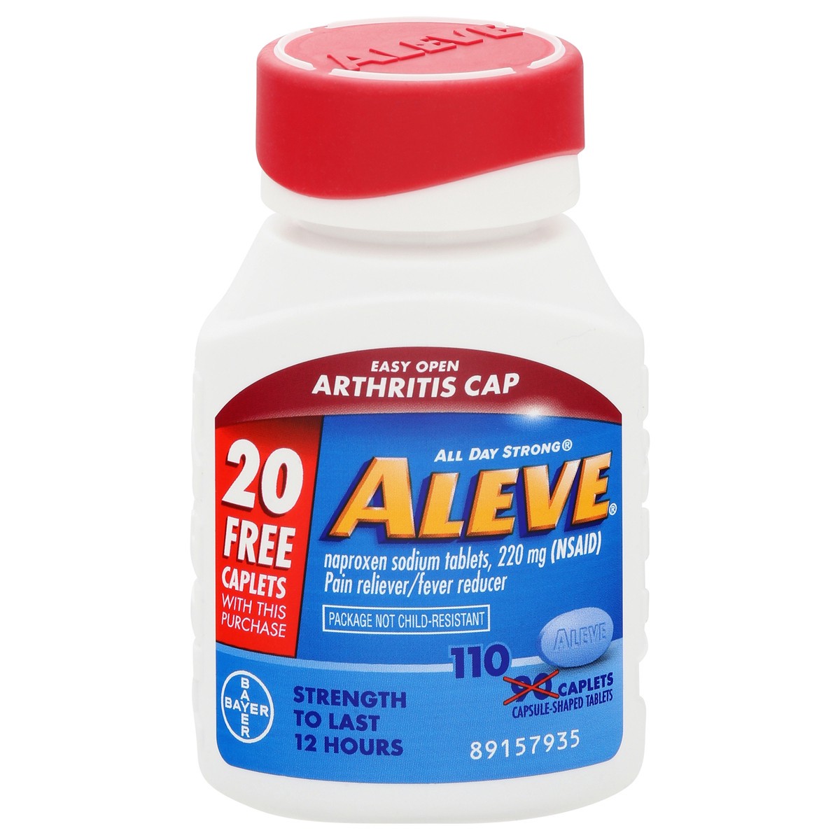 slide 1 of 14, Aleve Pain Reliever/Fever Reducer 110 Capsules, 90 ct
