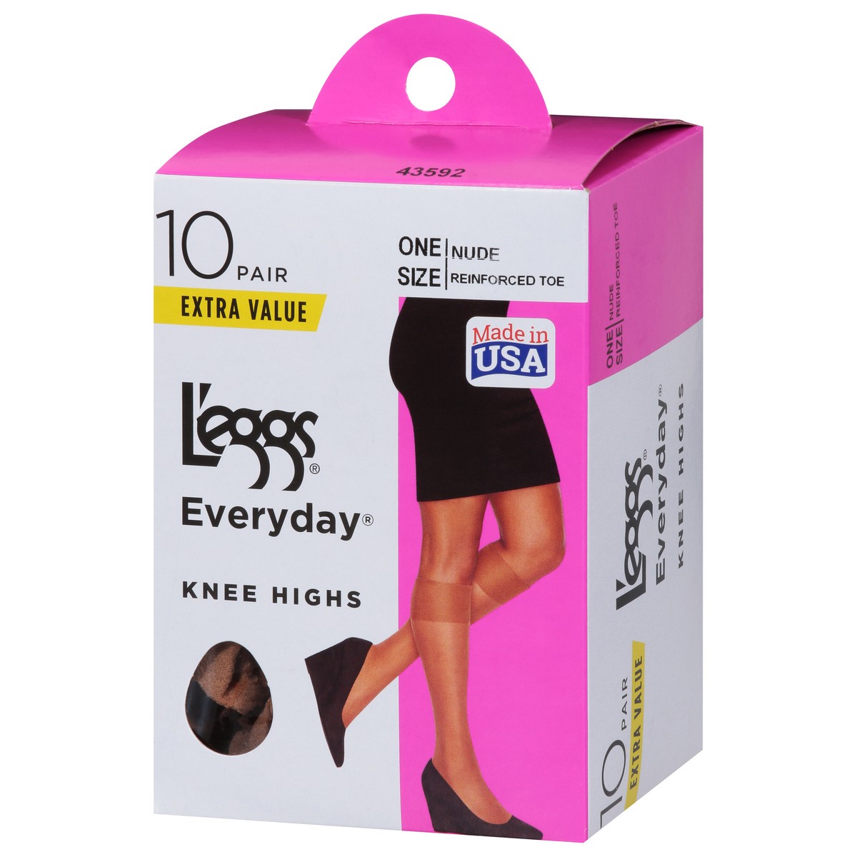 slide 2 of 9, L'eggs Everyday Nude Knee Highs One Size Extra Value 10 ea, 10 ct