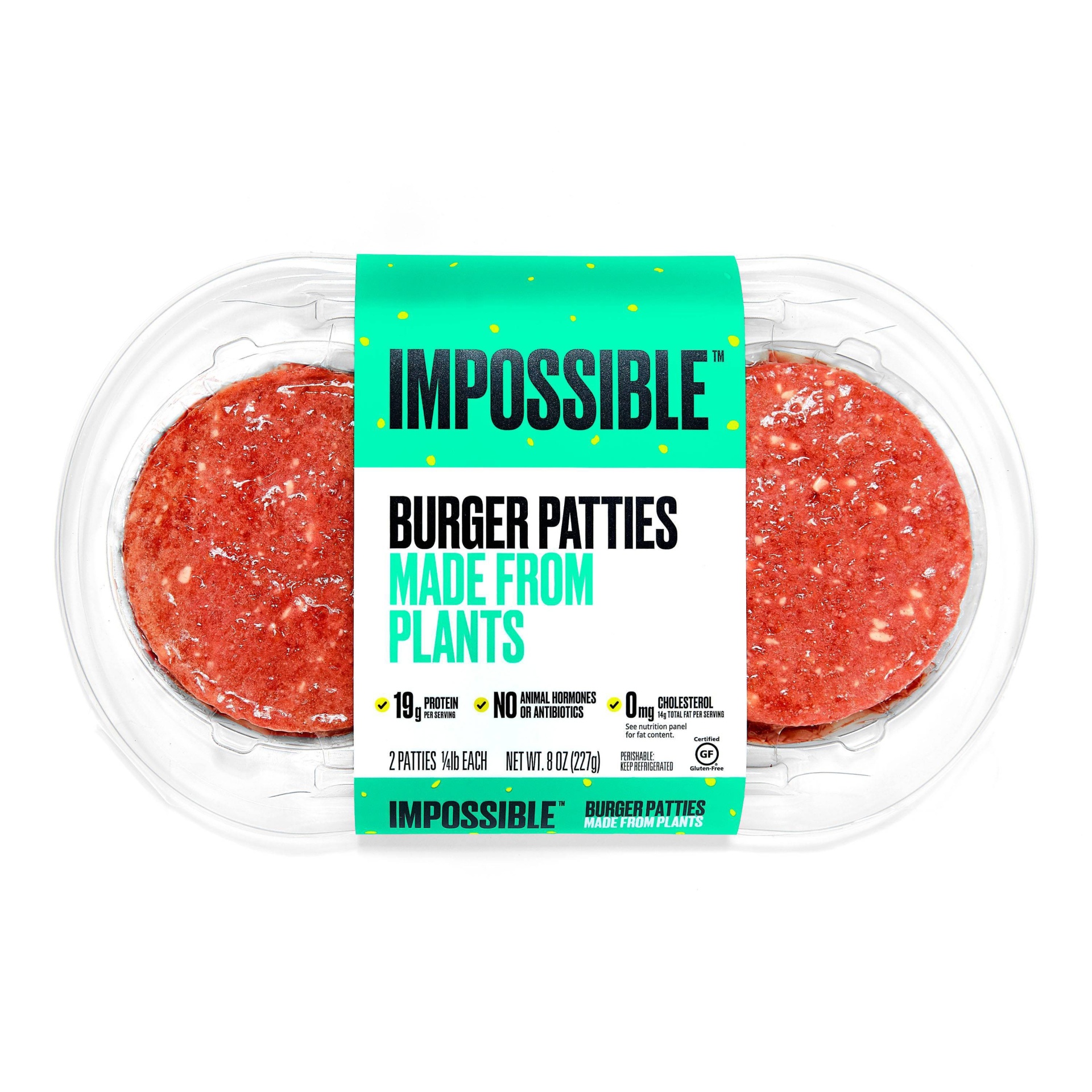 slide 1 of 5, Impossible Foods Burger Plant-Based Ground Beef Patties, 8 oz