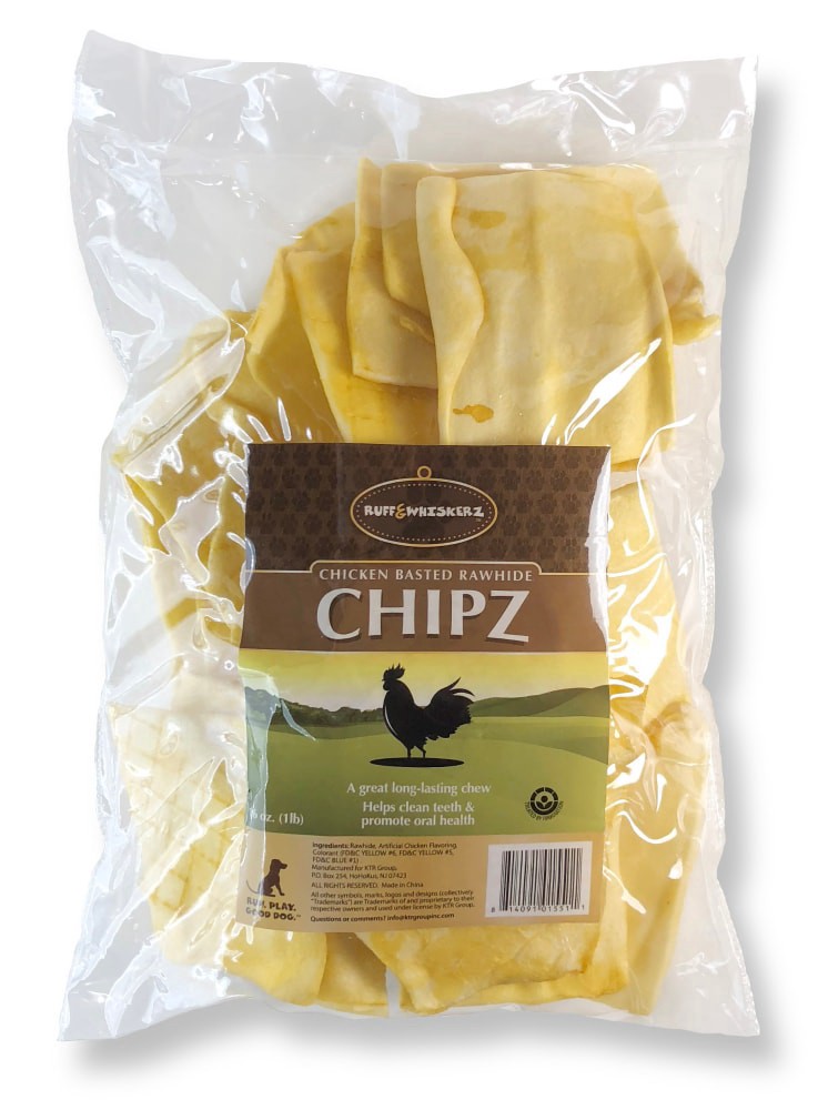 slide 1 of 1, Ruff & Whiskerz Chicken Basted Rawhide Chips, 16 oz