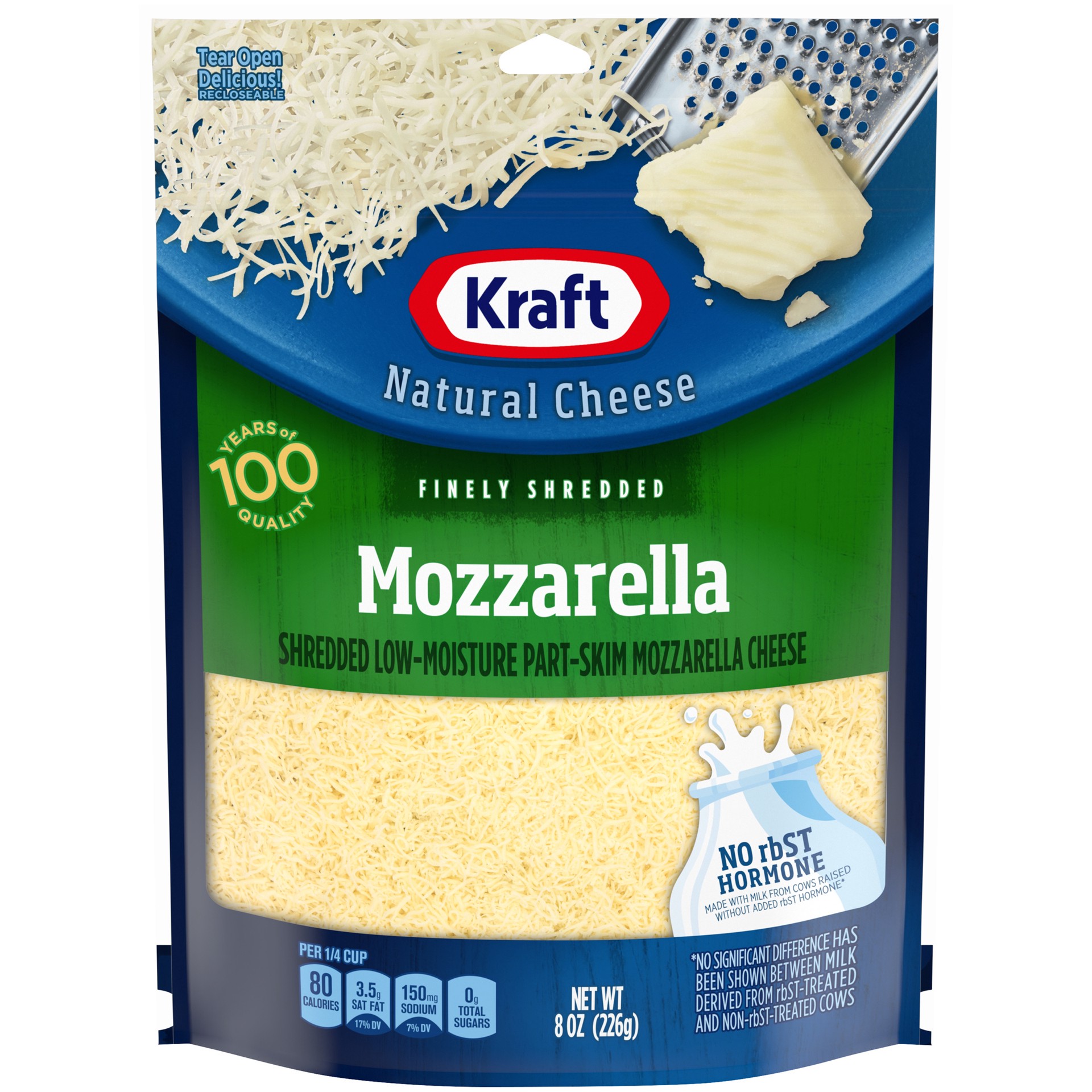 slide 1 of 8, Kraft Mozzarella Finely Shredded Cheese, 8 oz Bag, 8 oz