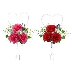 Memorial Rose Heart Stake 19.5in 2 Assorted