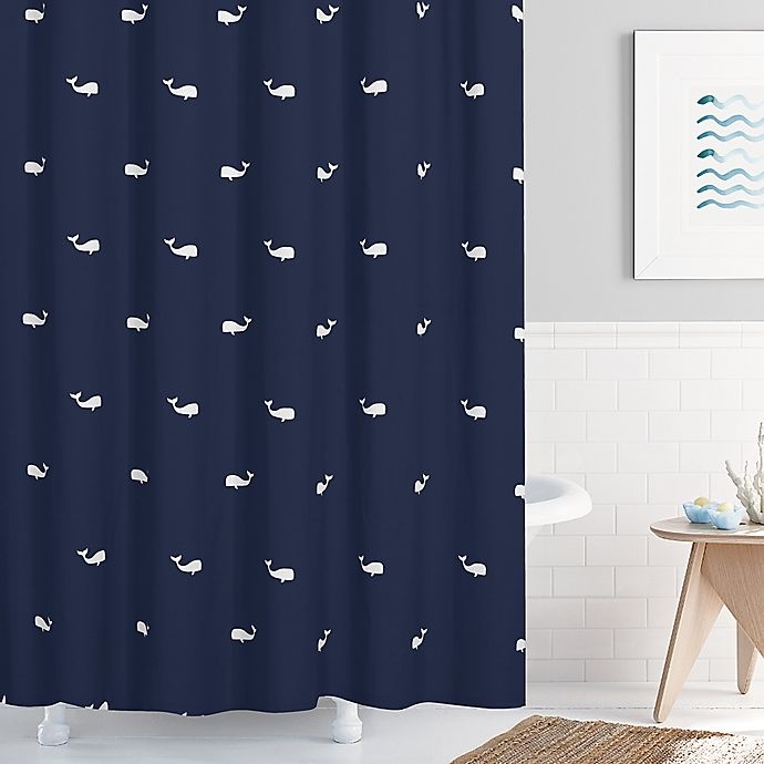 slide 1 of 1, Lamont Home Moby Shower Curtain - Navy, 72 in x 84 in
