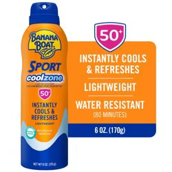 Banana Boat Sport Cool Zone Clear Spray Sunscreen Broad Spectrum, SPF 50, 6 oz