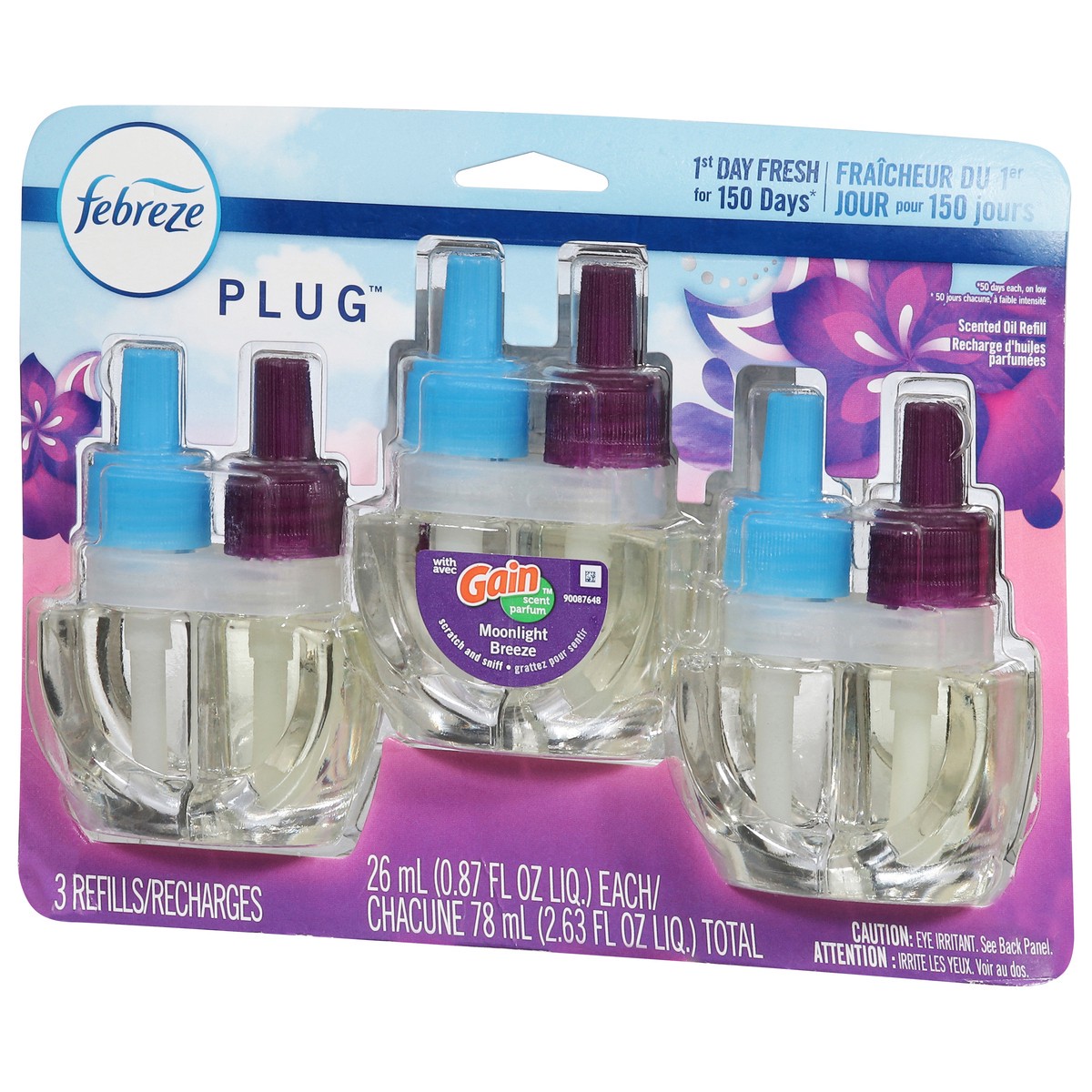 slide 10 of 12, Febreze Plug Moonlight Breeze Scented Oil Refill 3 - 0.87 fl oz Refills, 3 ct
