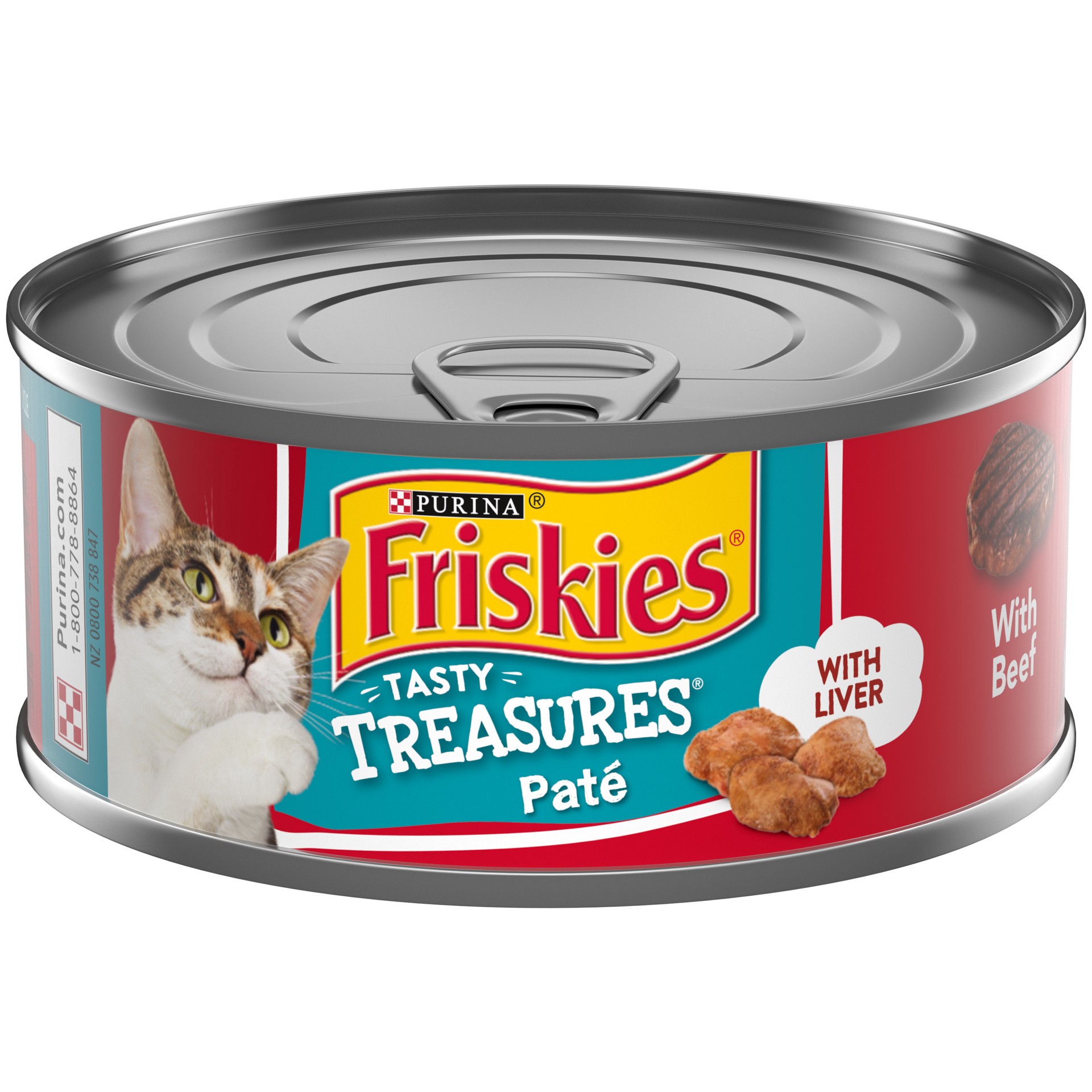 slide 1 of 7, Friskies Purina Friskies Wet Cat Food Tasty Treasures Pate With Liver and Beef, 5.5 oz