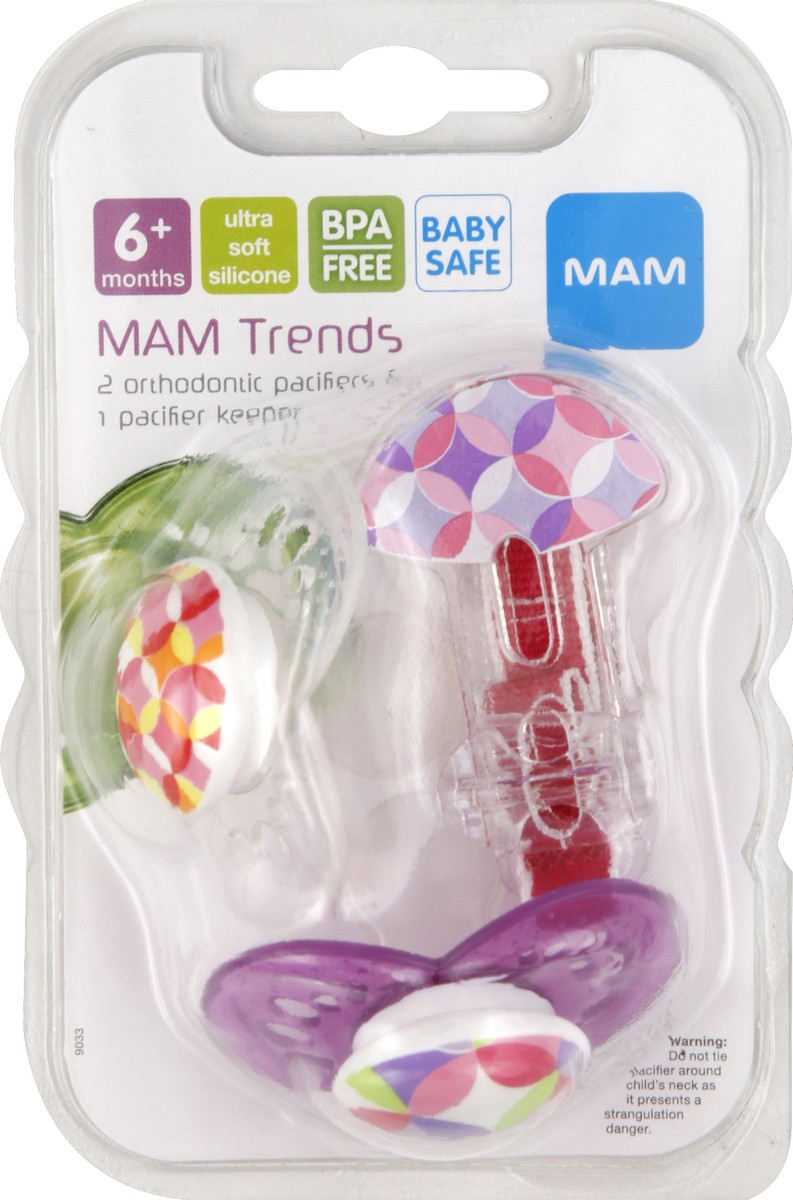 slide 5 of 6, MAM Value Pack Trends Pacifiers with Clip, 3 ct