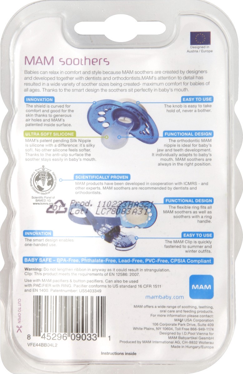 slide 6 of 6, MAM Value Pack Trends Pacifiers with Clip, 3 ct