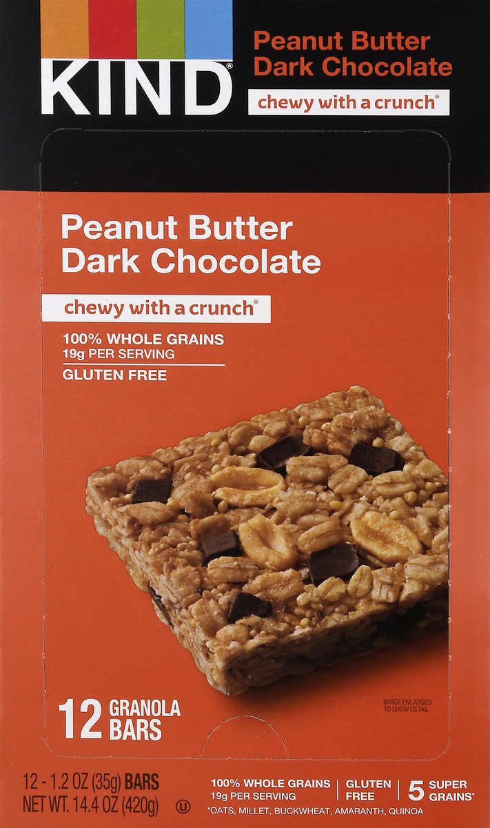 slide 1 of 4, KIND Healthy Grains Peanut Butter Dark Chocolate Granola Bars 12 ea, 12 ct