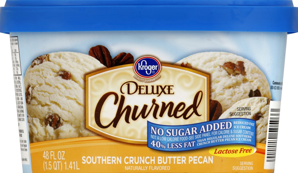 slide 5 of 6, Kroger Deluxe Churned Southern Crunch Butter Pecan Ice Cream, 48 fl oz