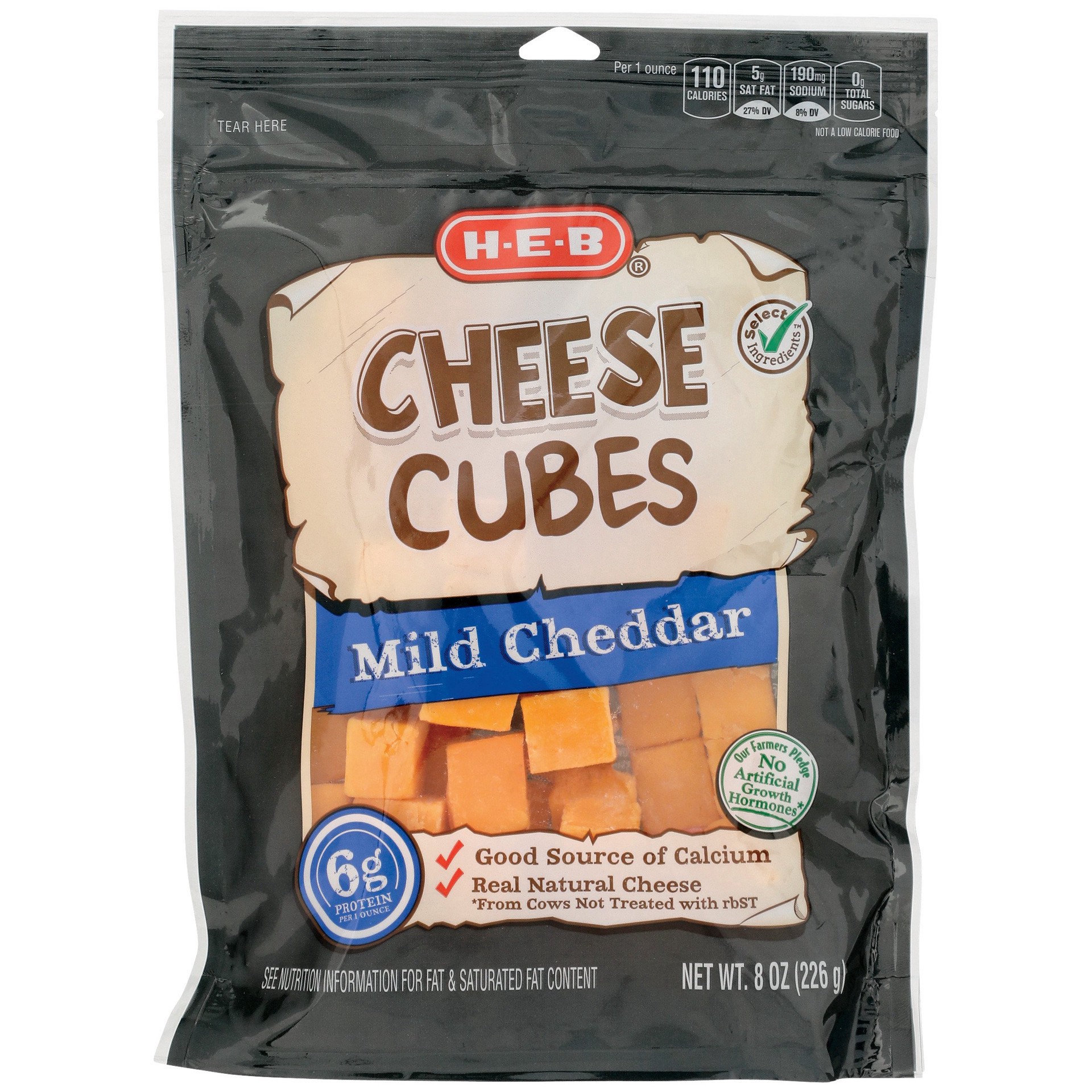 slide 1 of 1, H-E-B Cheddar Cheese Bites, 8 oz