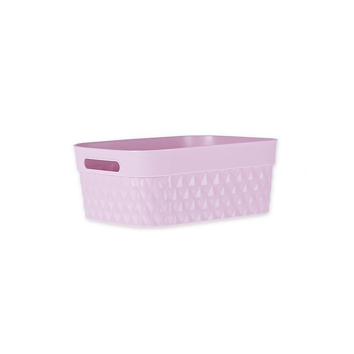 slide 1 of 1, Starplast Small Rectangular Quilted Flex Storage Basket - Pink, 1 ct