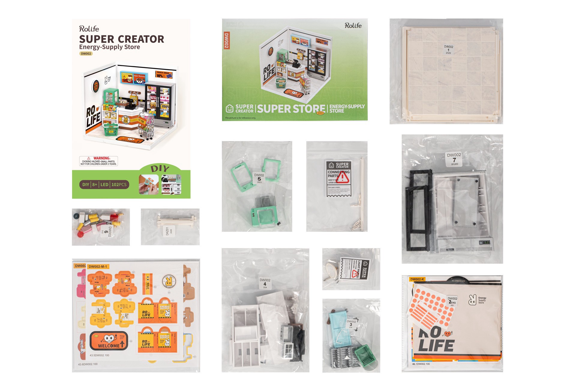 slide 4 of 8, Robotime Rolife Super Creator Energy Supply Store Diy Miniature Kit, 6 in x 7 in x 6.5 in
