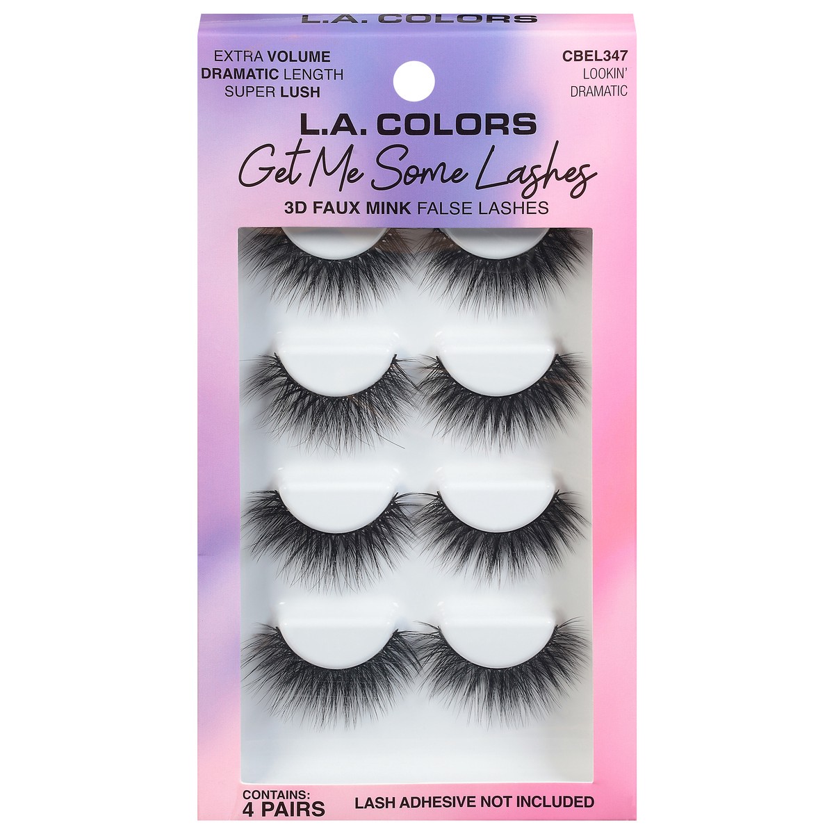 slide 1 of 1, L.A. Colors Get Me Some Lashes Lookin' Dramatic 3D Faux Mink False Lashes 4 ea, 4 ct