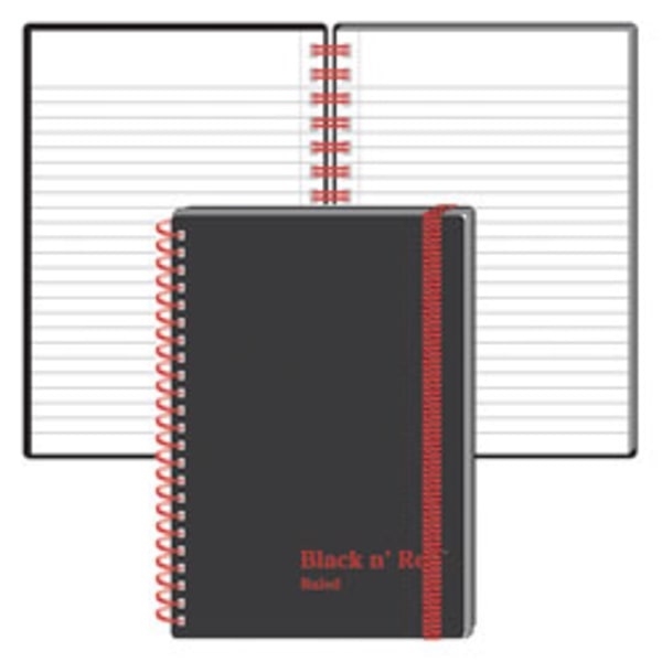 slide 1 of 1, Black n' Red Wirebound Notebook, 1 Subject, Wide Ruled - Black/Red, 35 ct; 4 1/8 in x 5 7/8 in