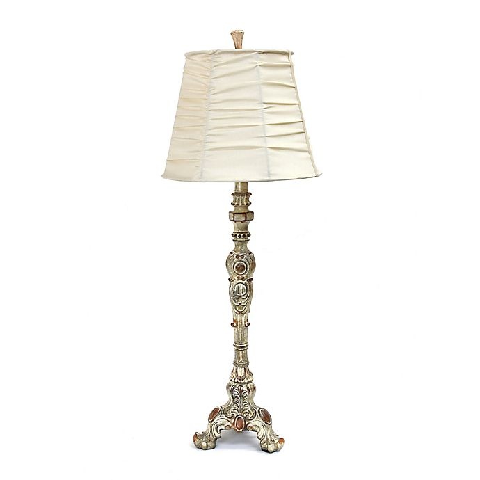 slide 1 of 2, All The Rages Elegant Designs Antique Style Buffet Table Lamp - Cream with Fabric Shade, 1 ct