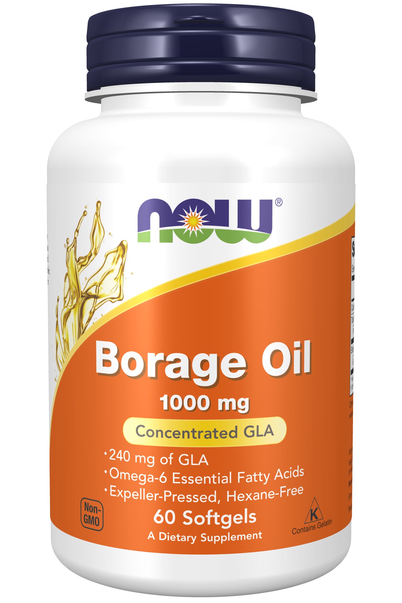 slide 1 of 4, NOW Borage Oil 1000 mg - 60 softgels, 60 ct