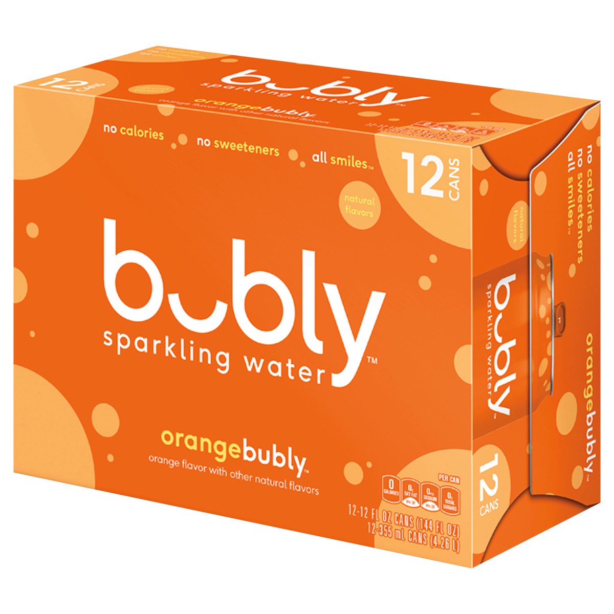 slide 5 of 5, bubly Sparkling Water Orange 12 Fl Oz 12 Count Cans, 12 ct