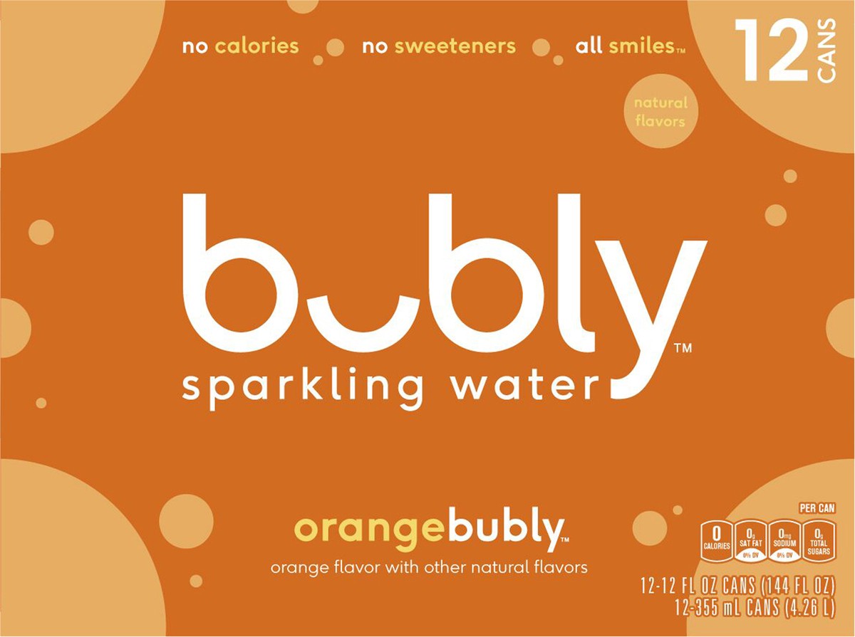 slide 2 of 5, bubly Sparkling Water Orange 12 Fl Oz 12 Count Cans, 12 ct