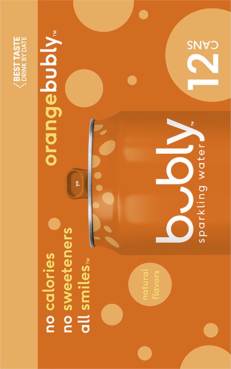 slide 4 of 5, bubly Sparkling Water Orange 12 Fl Oz 12 Count Cans, 12 ct