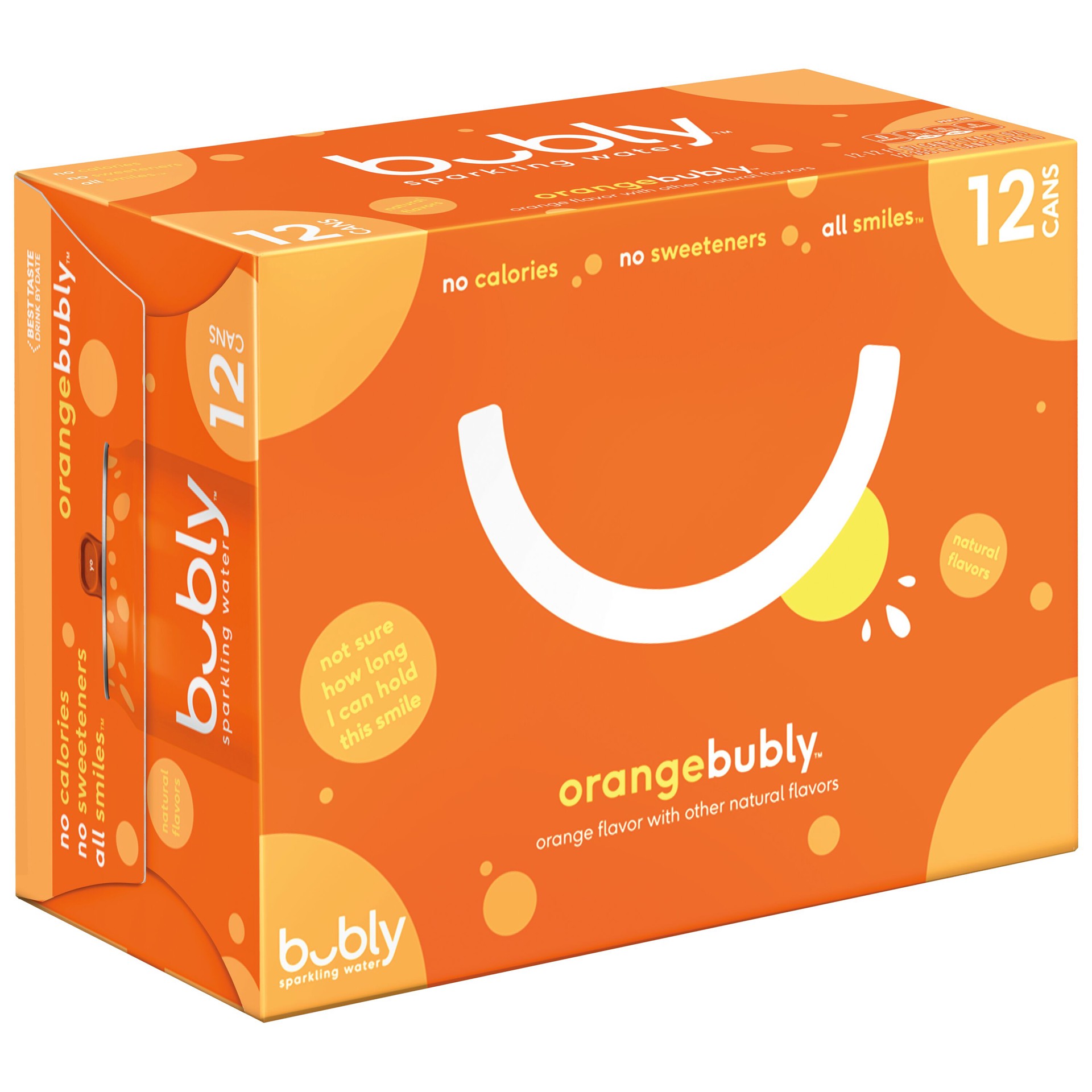 slide 1 of 5, bubly Sparkling Water Orange 12 Fl Oz 12 Count Cans, 12 ct