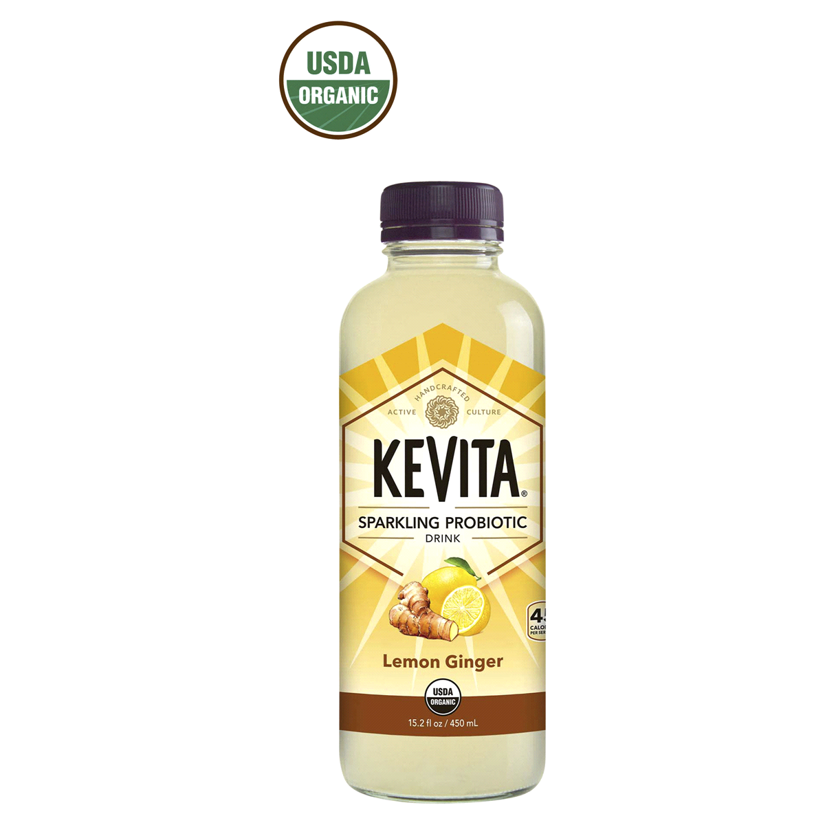 slide 1 of 1, Kevita Sparkling Probiotic Drink Lemon Ginger 15.2 Fl Oz, 15.2 fl oz