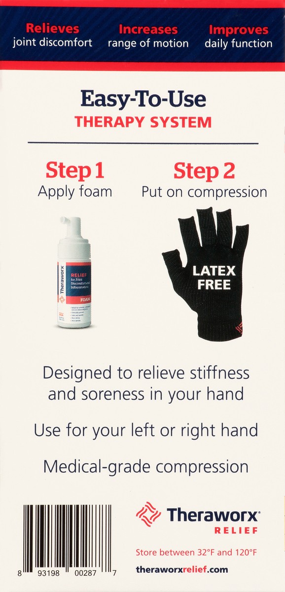 slide 7 of 13, Theraworx Compression Glove + Topical Foam Kit 2 pc, 3.1 oz