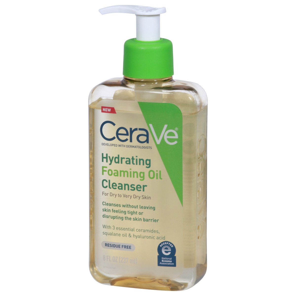 slide 8 of 12, CeraVe Hydrating Foaming Cleansing Oil Face Wash with Squalane Oil, Triglyceride and Hyaluronic Acid For Dry to Very Dry Skin - 8 fl oz, 8 fl oz