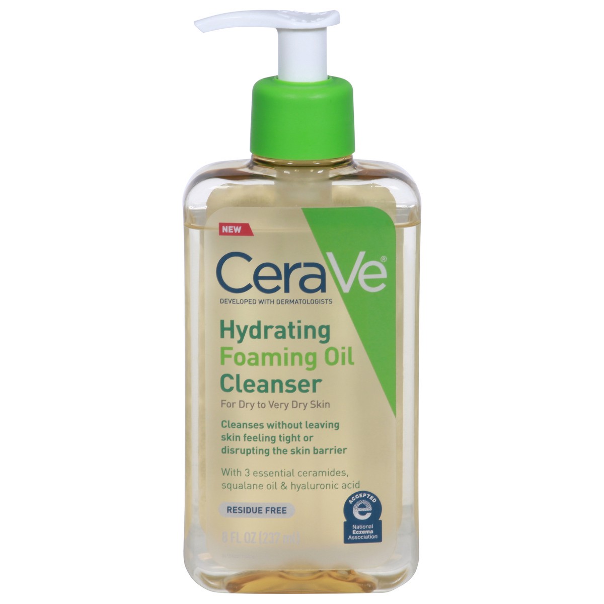 slide 7 of 12, CeraVe Hydrating Foaming Cleansing Oil Face Wash with Squalane Oil, Triglyceride and Hyaluronic Acid For Dry to Very Dry Skin - 8 fl oz, 8 fl oz