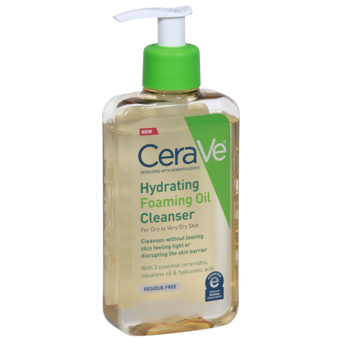 slide 12 of 12, CeraVe Hydrating Foaming Cleansing Oil Face Wash with Squalane Oil, Triglyceride and Hyaluronic Acid For Dry to Very Dry Skin - 8 fl oz, 8 fl oz