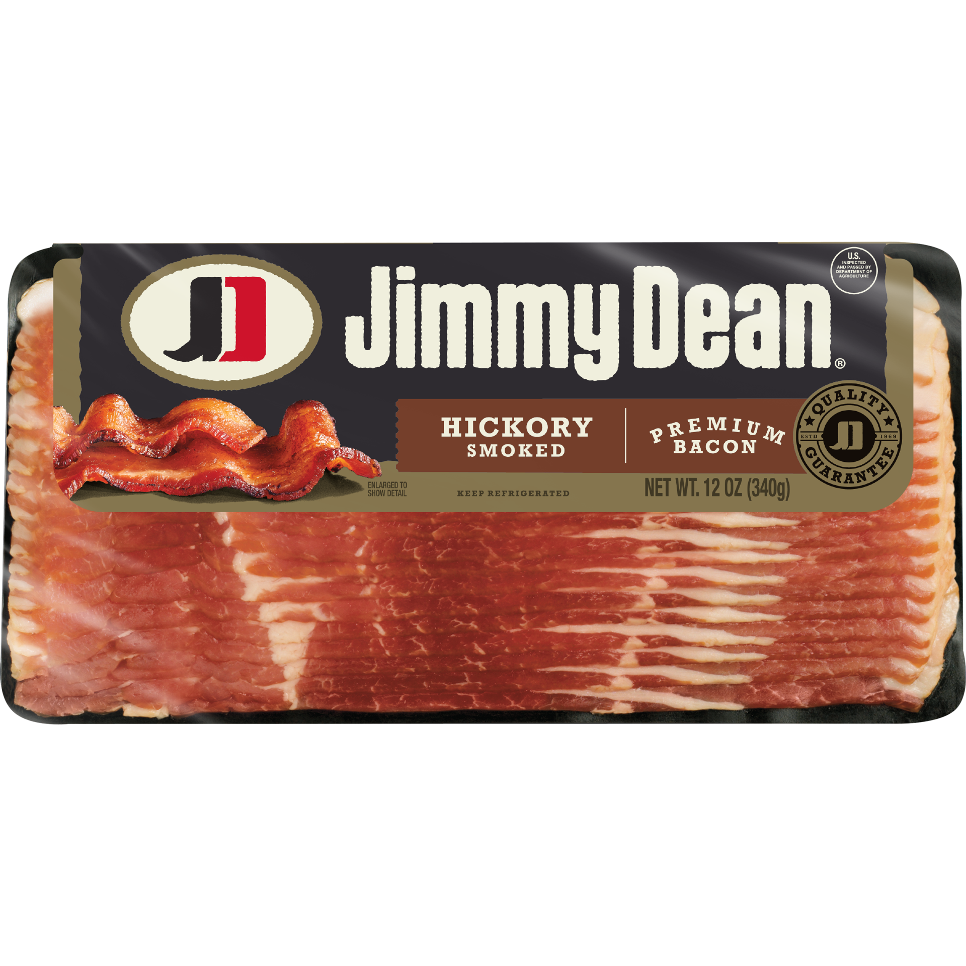 slide 1 of 9, Jimmy Dean Hickory Smoked Premium Bacon - 12 oz, 340.19 g