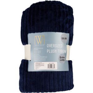 slide 1 of 1, Wayland Square Oversized Plush Throw Blanket, Navy, 50 X 60 In, 1 ct