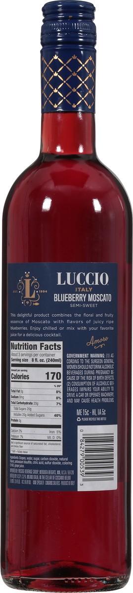 slide 7 of 9, Luccio Semi-Sweet Blueberry Moscato 25.4 fl oz, 25.4 fl oz