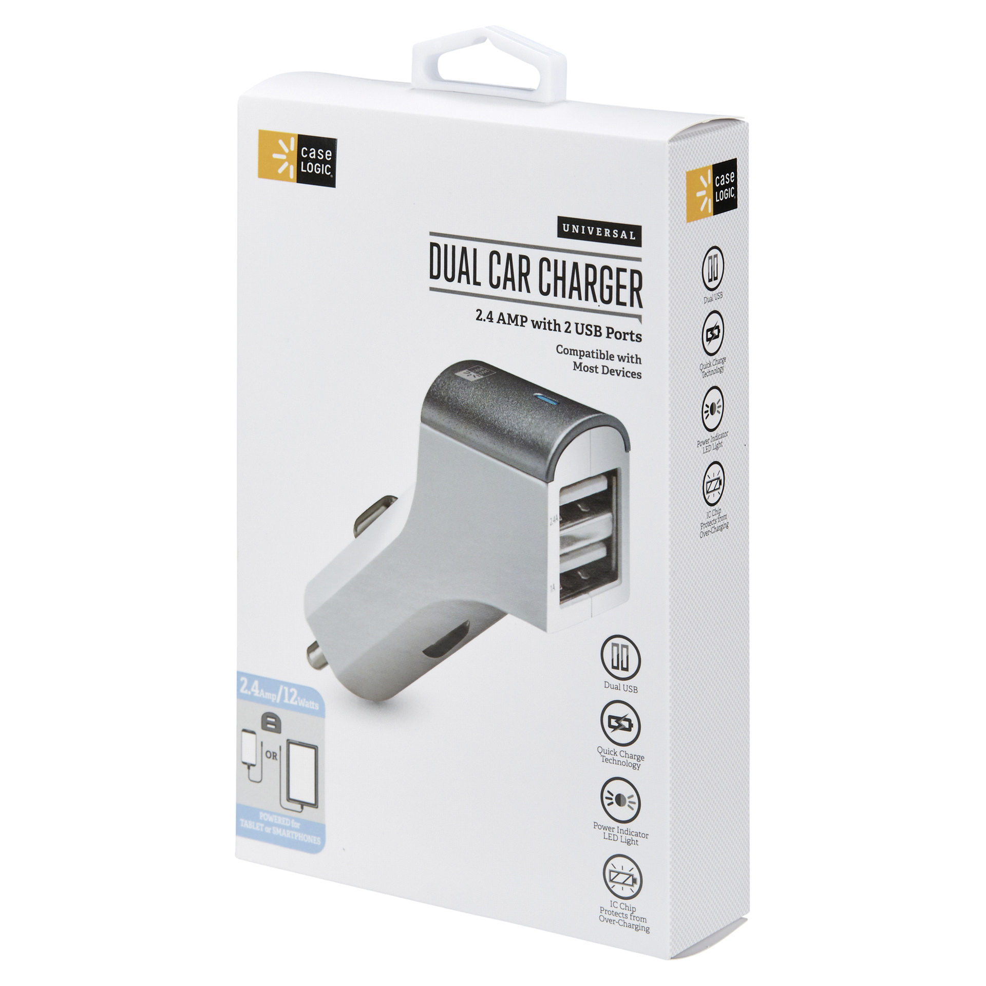 slide 26 of 29, Case Logic 2.4A DUAL USB Car Charger- Space grey, car