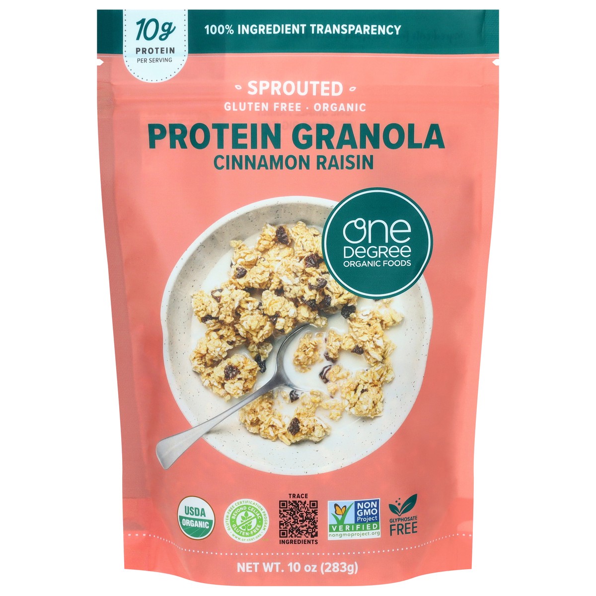 slide 3 of 4, One Degree Organic Foods Gluten Free Organic Sprouted Cinnamon Raisin Protein Granola 10 oz, 10 oz