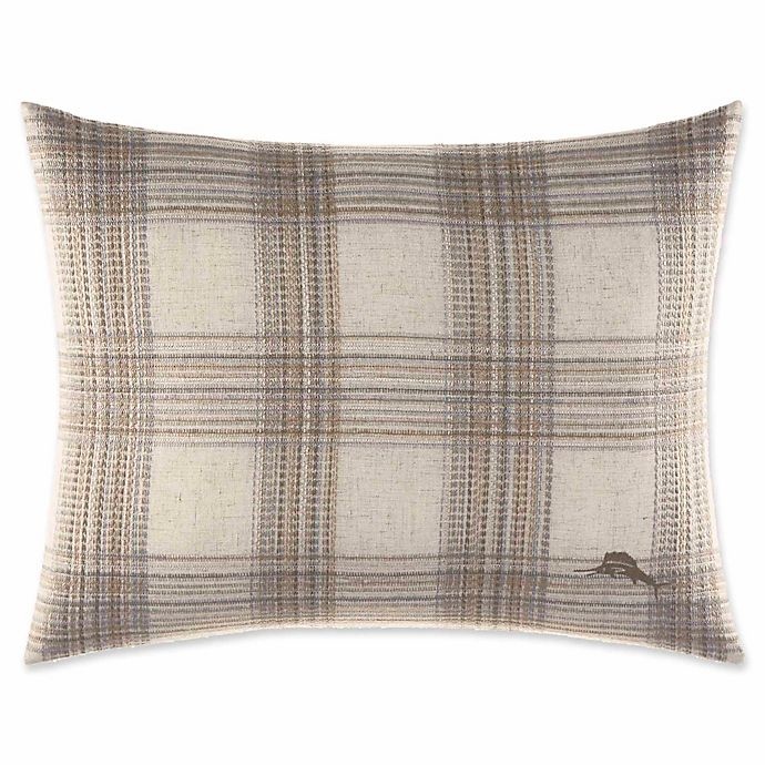 slide 1 of 1, Tommy Bahama Raffia Palms Plaid Oblong Throw Pillow - Pebble, 16 in x 20 in