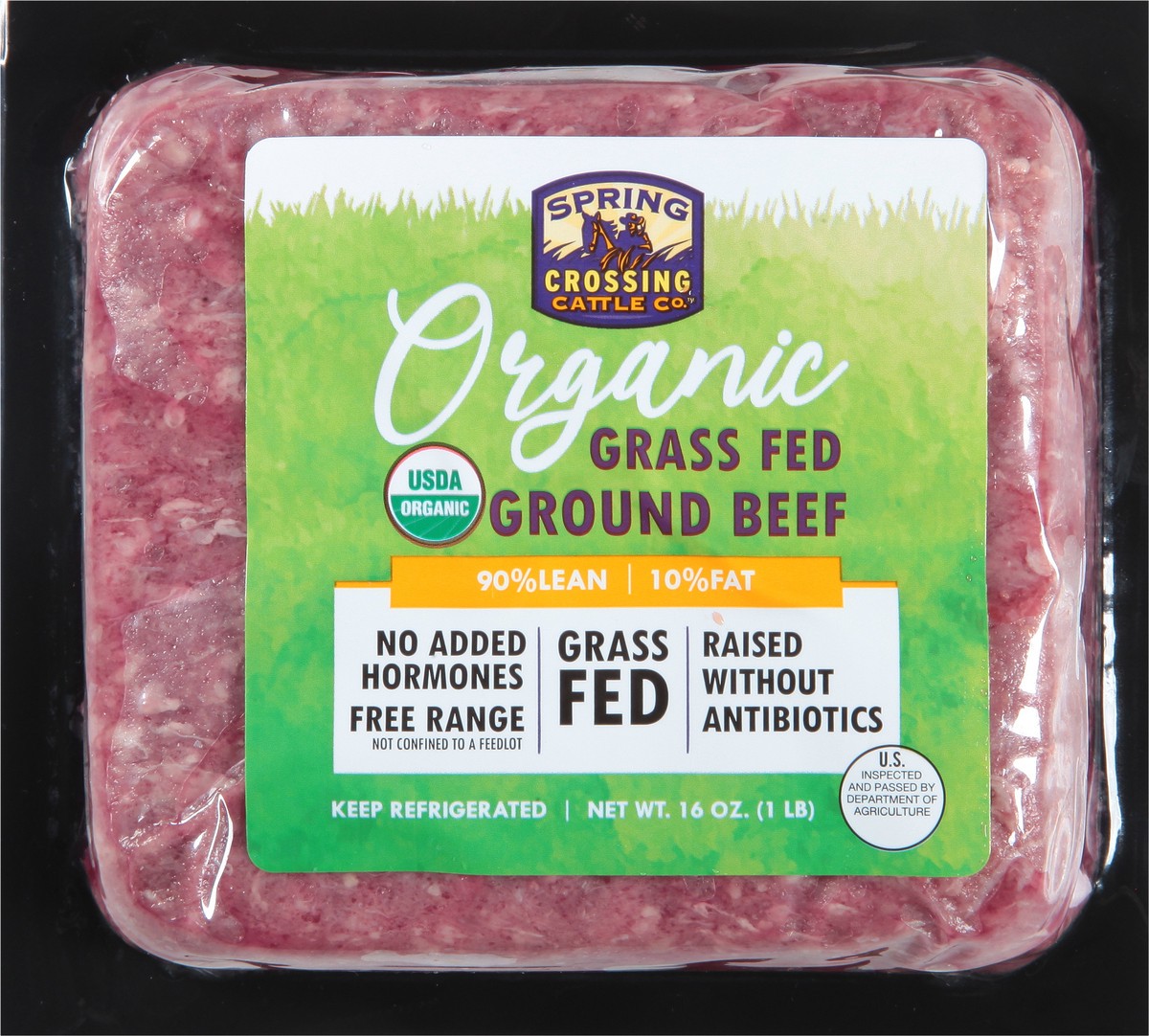 slide 9 of 9, Spring Crossing Cattle Co. 90/10 Organic Grass Fed Ground Beef 16 oz, 16 oz