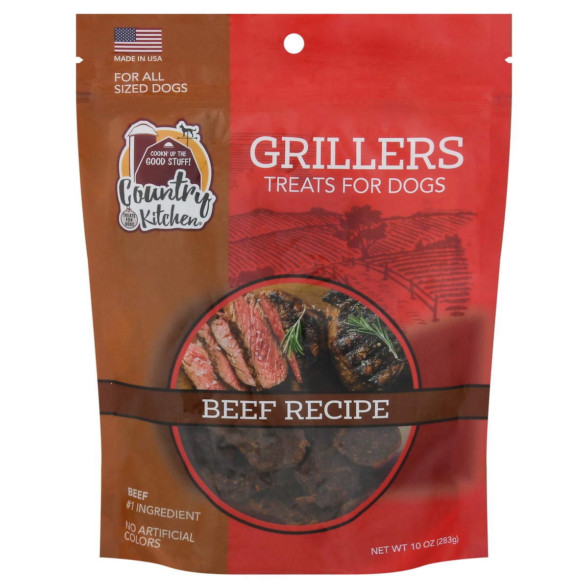 slide 1 of 15, Country Kitchen Grillers Beef Recipe Treats for Dogs 10 oz, 10 oz