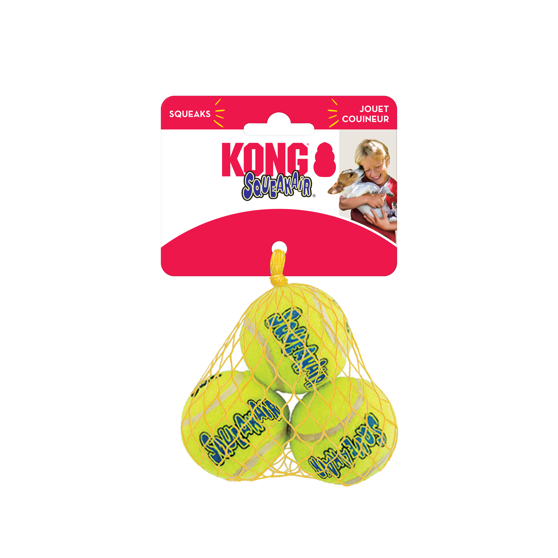 slide 3 of 4, KONG SqueakAir Tennis Balls, Small, 1 ct