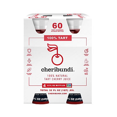 slide 1 of 1, Cheribundi 100% Tart Cherry Juice, 4 ct