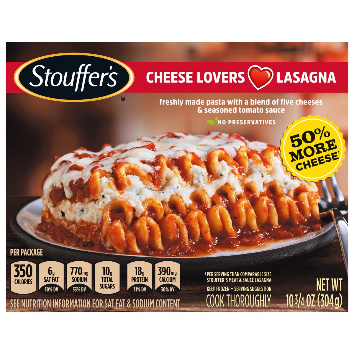 slide 11 of 13, Stouffer's Cheese Lovers Lasagna Frozen Meal, 10.75 oz