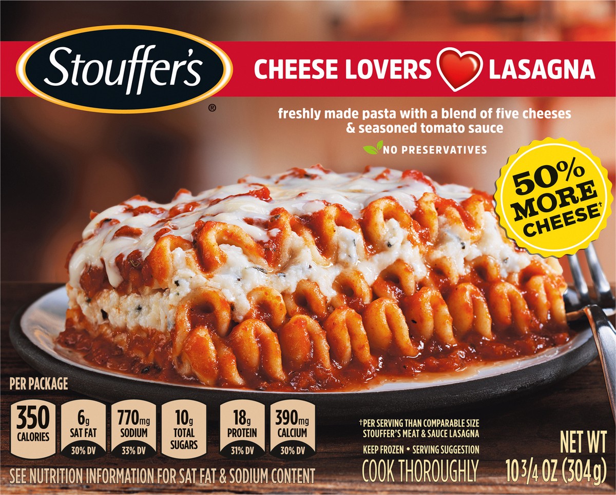 slide 5 of 13, Stouffer's Cheese Lovers Lasagna Frozen Meal, 10.75 oz