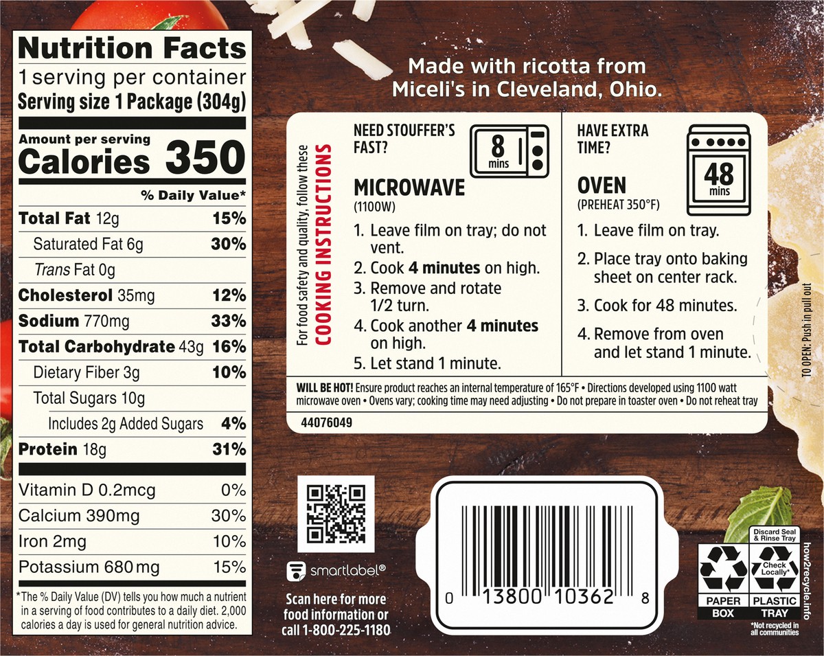 slide 12 of 13, Stouffer's Cheese Lovers Lasagna Frozen Meal, 10.75 oz