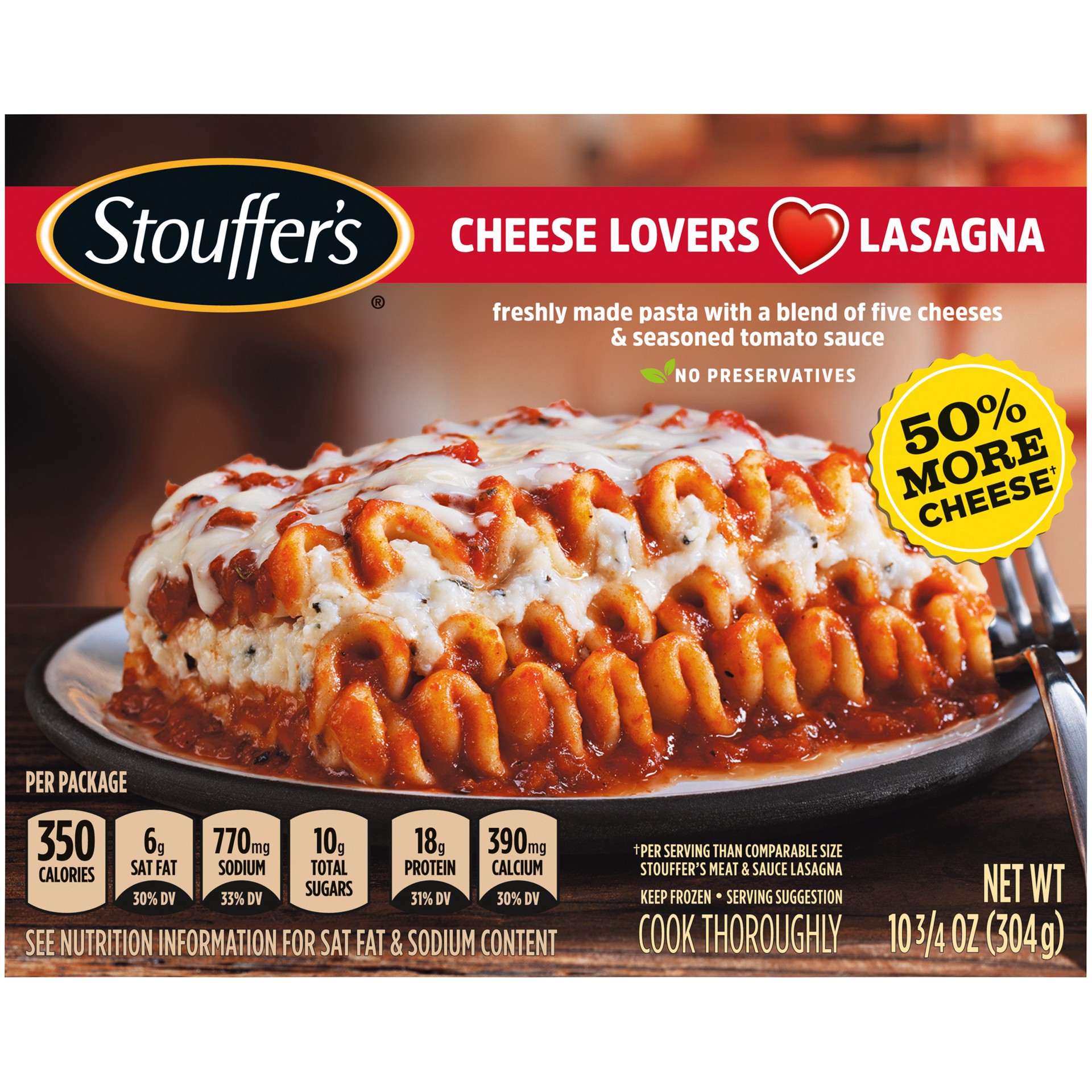 slide 1 of 13, Stouffer's Cheese Lovers Lasagna Frozen Meal, 10.75 oz