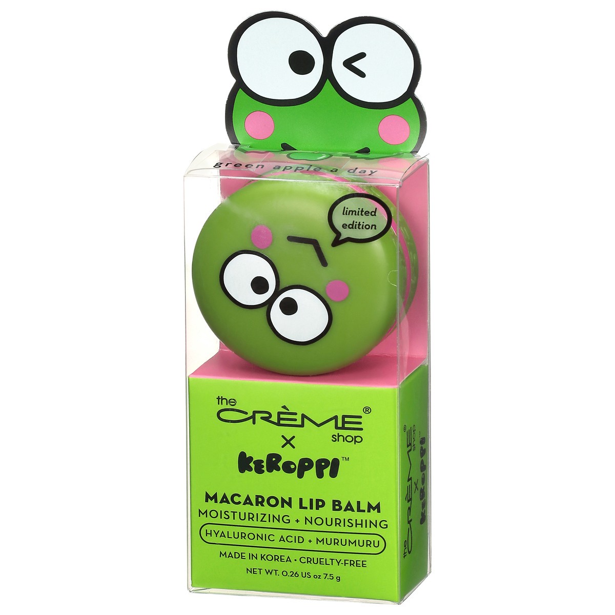 slide 2 of 13, The Crème Shop Keroppi Macaron Lip Balm, Green Apple A Day, 1 oz