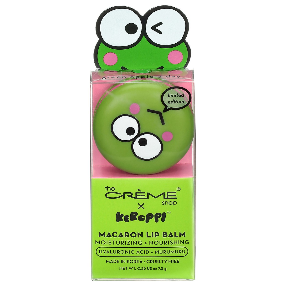slide 4 of 13, The Crème Shop Keroppi Macaron Lip Balm, Green Apple A Day, 1 oz