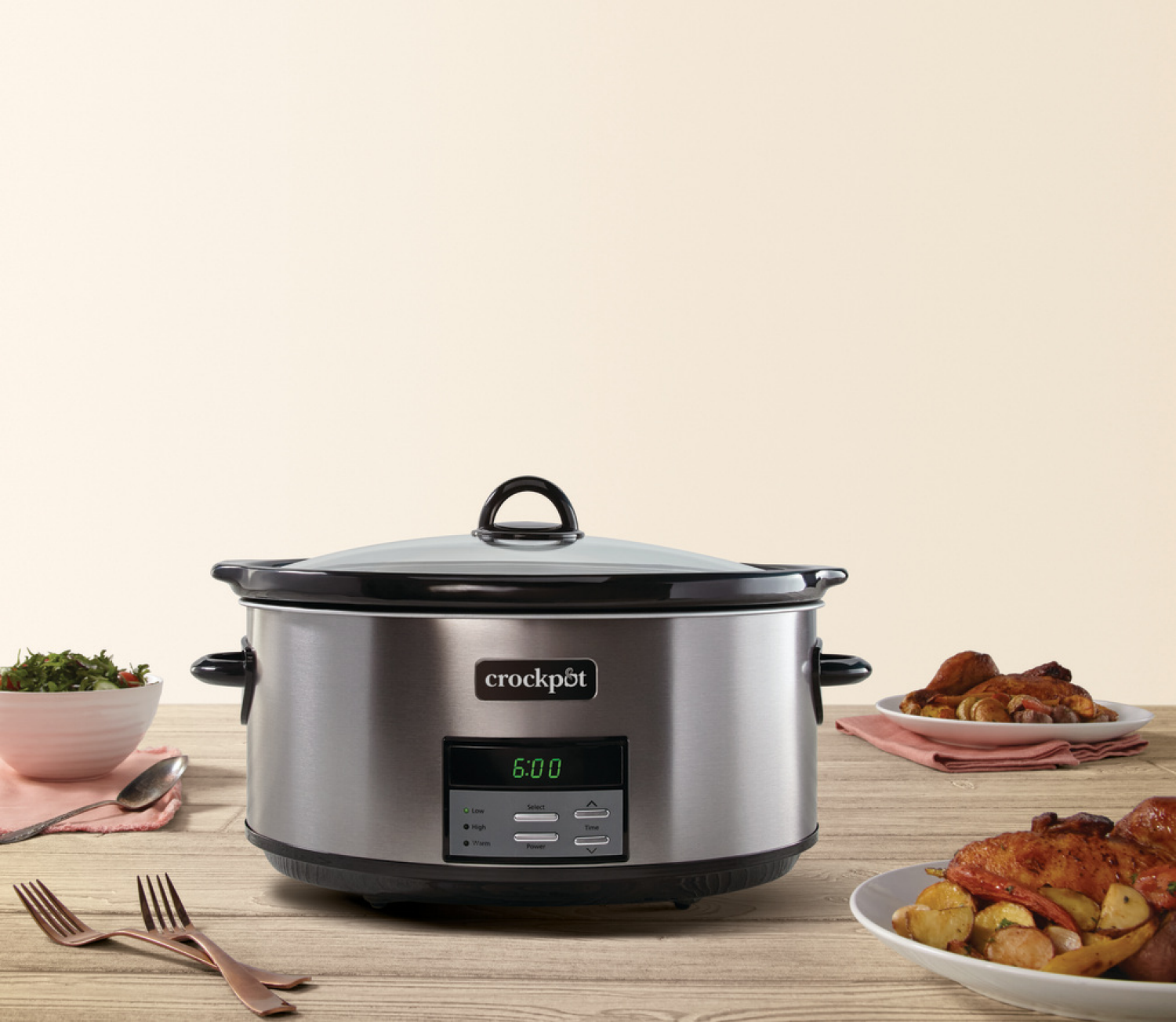 slide 1 of 2, Crock-Pot Countdown Slow Cooker Dark Stainless, 8 qt